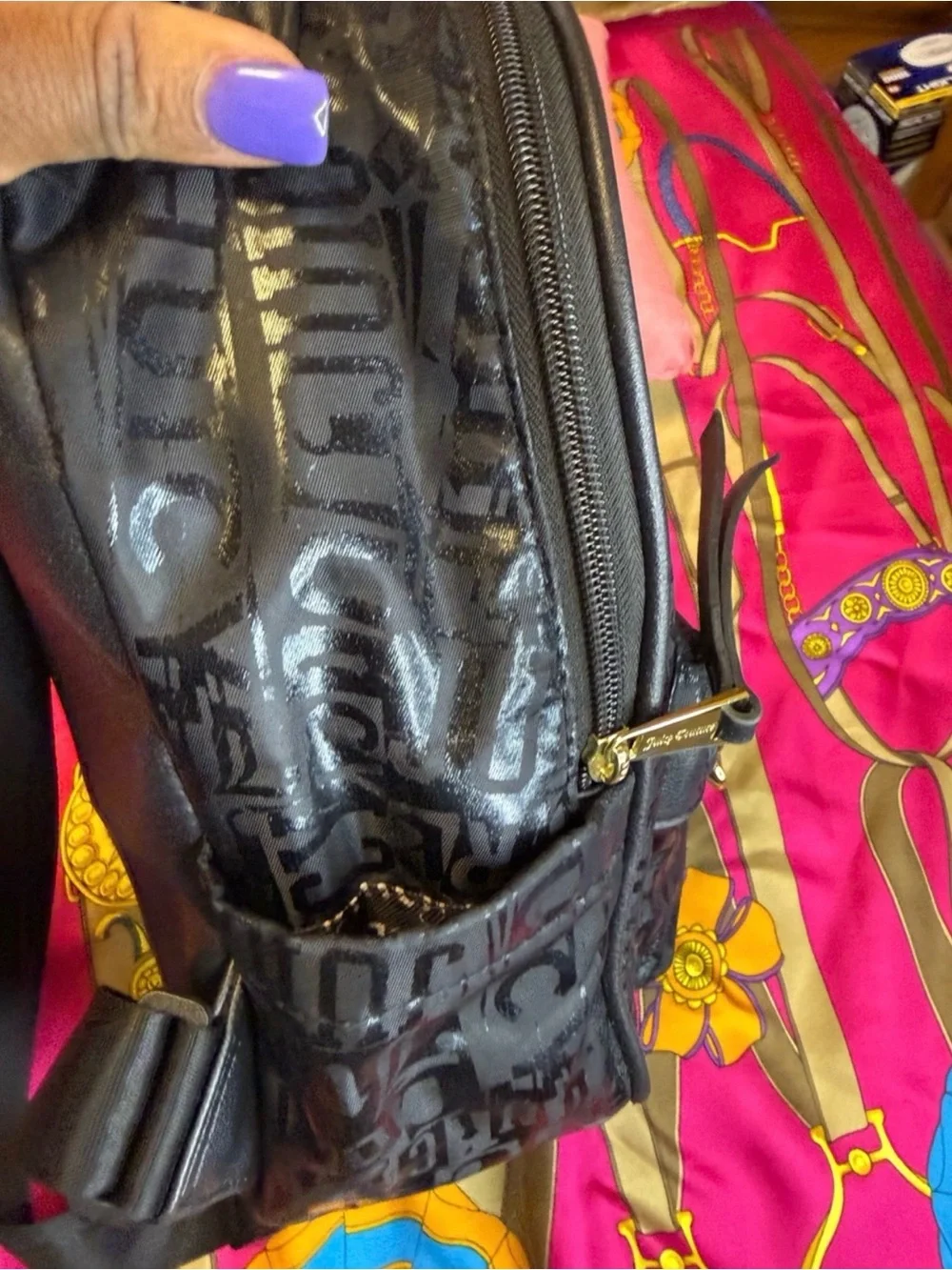 Juicy Couture Ransom Note Metallic Logo Gothic Mini Backpack - LIKE NEW